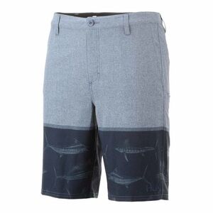Huk Fishing Hybrid Walkshorts Chino Gray Fish Print Size 38